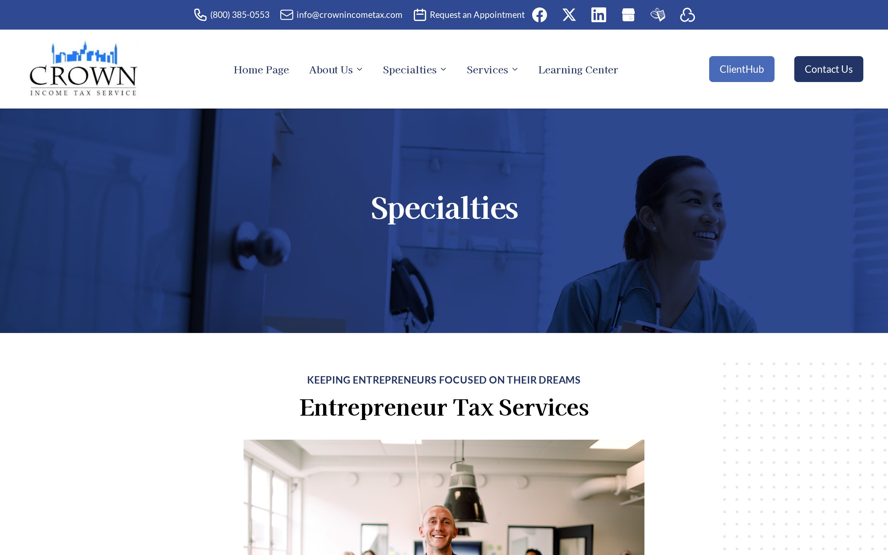 Crown page: Entrepreneur Tax Services