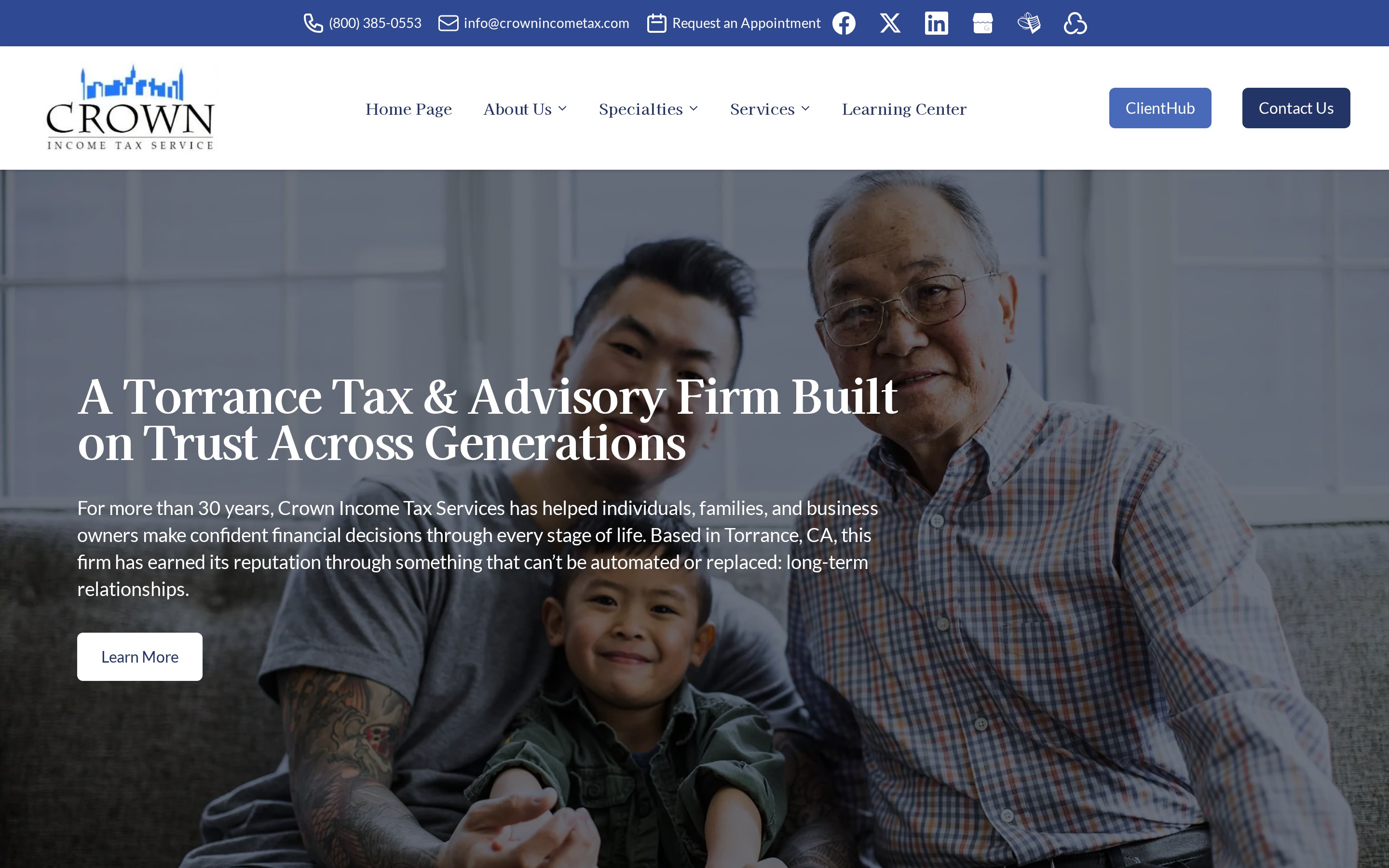 Crown Income Tax Services current homepage