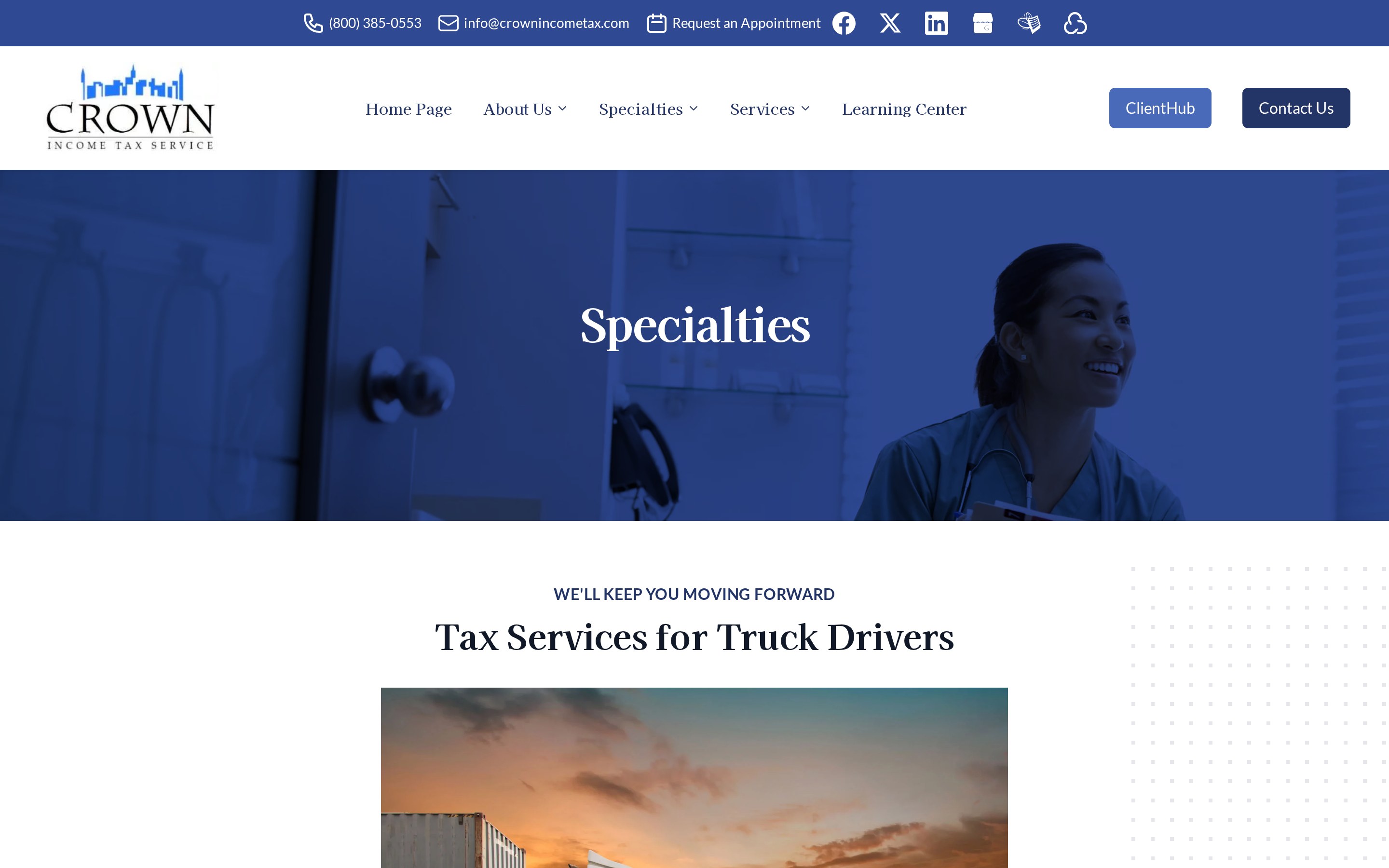 Crown page: Tax Services for Truck Drivers
