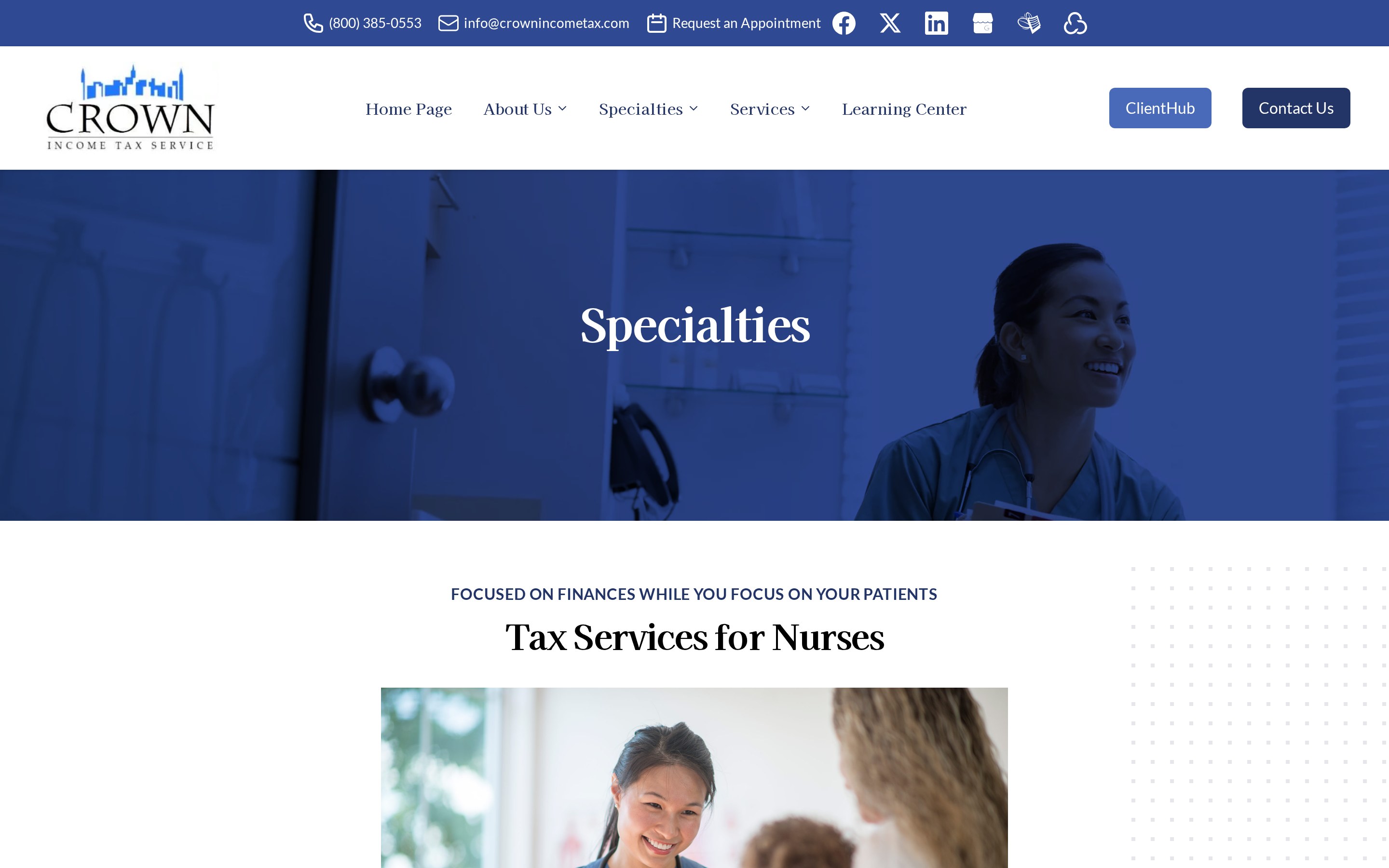 Crown page: Tax Services for Nurses